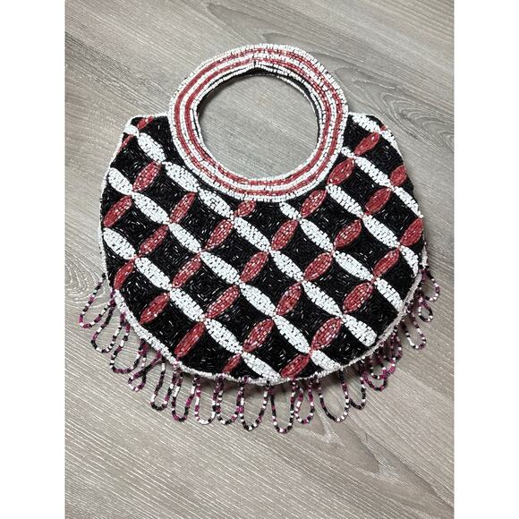 Vintage Beautiful Beaded Handbag / Crossbody Purse with Geometric Pattern - Picture 1 of 5